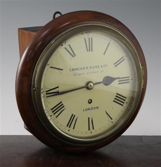 Camerer Kuss & Co, London. A Victorian mahogany wall dial, 10.5in.